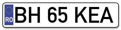 Placuta inmatriculare numar auto  BH-65-KEA, BH 65 KEA, BH65KEA