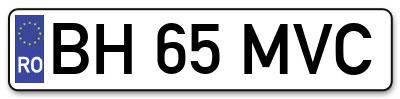 Placuta inmatriculare numar auto  BH-65-MVC, BH 65 MVC, BH65MVC