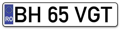 Placuta inmatriculare numar auto  BH-65-VGT, BH 65 VGT, BH65VGT