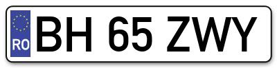 Placuta inmatriculare numar auto  BH-65-ZWY, BH 65 ZWY, BH65ZWY