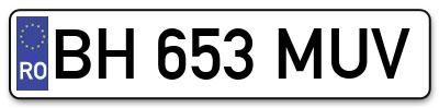 Placuta inmatriculare numar auto  BH-653-MUV, BH 653 MUV, BH653MUV