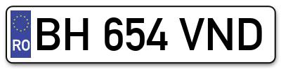 Placuta inmatriculare numar auto  BH-654-VND, BH 654 VND, BH654VND