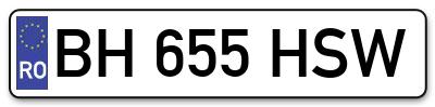 Placuta inmatriculare numar auto  BH-655-HSW, BH 655 HSW, BH655HSW