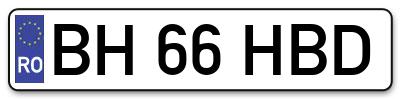 Placuta inmatriculare numar auto  BH-66-HBD, BH 66 HBD, BH66HBD