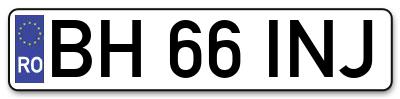 Placuta inmatriculare numar auto  BH-66-INJ, BH 66 INJ, BH66INJ