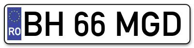 Placuta inmatriculare numar auto  BH-66-MGD, BH 66 MGD, BH66MGD