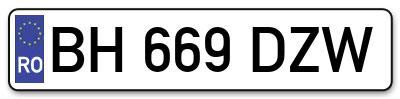 Placuta inmatriculare numar auto  BH-669-DZW, BH 669 DZW, BH669DZW
