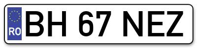 Placuta inmatriculare numar auto  BH-67-NEZ, BH 67 NEZ, BH67NEZ