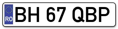 Placuta inmatriculare numar auto  BH-67-QBP, BH 67 QBP, BH67QBP