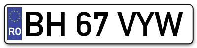 Placuta inmatriculare numar auto  BH-67-VYW, BH 67 VYW, BH67VYW