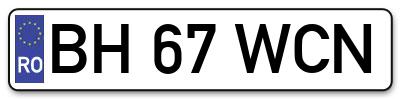 Placuta inmatriculare numar auto  BH-67-WCN, BH 67 WCN, BH67WCN
