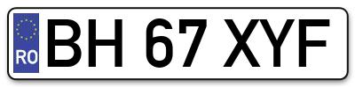 Placuta inmatriculare numar auto  BH-67-XYF, BH 67 XYF, BH67XYF