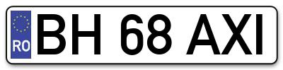 Placuta inmatriculare numar auto  BH-68-AXI, BH 68 AXI, BH68AXI