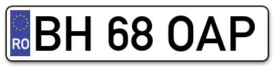 Placuta inmatriculare numar auto  BH-68-OAP, BH 68 OAP, BH68OAP