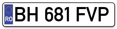 Placuta inmatriculare numar auto  BH-681-FVP, BH 681 FVP, BH681FVP