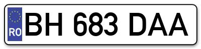 Placuta inmatriculare numar auto  BH-683-DAA, BH 683 DAA, BH683DAA