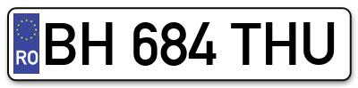 Placuta inmatriculare numar auto  BH-684-THU, BH 684 THU, BH684THU