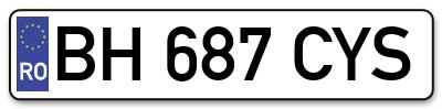 Placuta inmatriculare numar auto  BH-687-CYS, BH 687 CYS, BH687CYS
