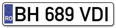 Placuta inmatriculare numar auto  BH-689-VDI, BH 689 VDI, BH689VDI