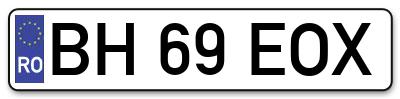 Placuta inmatriculare numar auto  BH-69-EOX, BH 69 EOX, BH69EOX