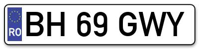 Placuta inmatriculare numar auto  BH-69-GWY, BH 69 GWY, BH69GWY