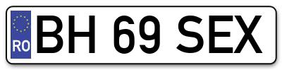 Placuta inmatriculare numar auto  BH-69-SEX, BH 69 SEX, BH69SEX