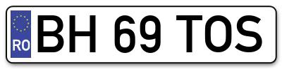Placuta inmatriculare numar auto  BH-69-TOS, BH 69 TOS, BH69TOS