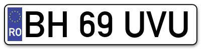 Placuta inmatriculare numar auto  BH-69-UVU, BH 69 UVU, BH69UVU