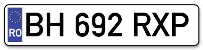 Placuta inmatriculare numar auto  BH-692-RXP, BH 692 RXP, BH692RXP
