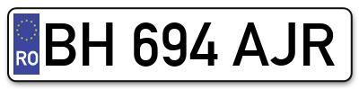 Placuta inmatriculare numar auto  BH-694-AJR, BH 694 AJR, BH694AJR