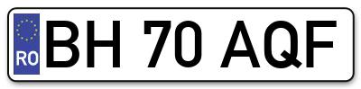 Placuta inmatriculare numar auto  BH-70-AQF, BH 70 AQF, BH70AQF