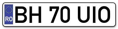 Placuta inmatriculare numar auto  BH-70-UIO, BH 70 UIO, BH70UIO