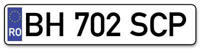 Placuta inmatriculare numar auto  BH-702-SCP, BH 702 SCP, BH702SCP