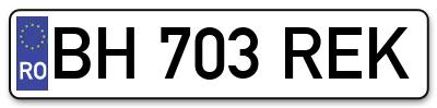 Placuta inmatriculare numar auto  BH-703-REK, BH 703 REK, BH703REK