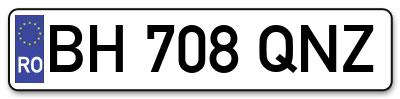 Placuta inmatriculare numar auto  BH-708-QNZ, BH 708 QNZ, BH708QNZ