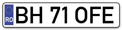 Placuta inmatriculare numar auto  BH-71-OFE, BH 71 OFE, BH71OFE