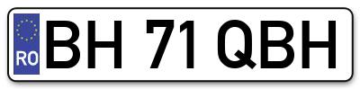 Placuta inmatriculare numar auto  BH-71-QBH, BH 71 QBH, BH71QBH