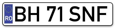 Placuta inmatriculare numar auto  BH-71-SNF, BH 71 SNF, BH71SNF