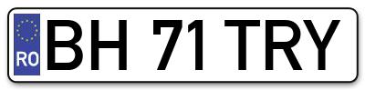 Placuta inmatriculare numar auto  BH-71-TRY, BH 71 TRY, BH71TRY