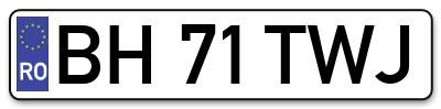 Placuta inmatriculare numar auto  BH-71-TWJ, BH 71 TWJ, BH71TWJ