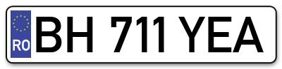 Placuta inmatriculare numar auto  BH-711-YEA, BH 711 YEA, BH711YEA