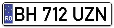 Placuta inmatriculare numar auto  BH-712-UZN, BH 712 UZN, BH712UZN