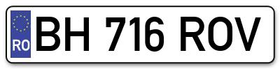Placuta inmatriculare numar auto  BH-716-ROV, BH 716 ROV, BH716ROV