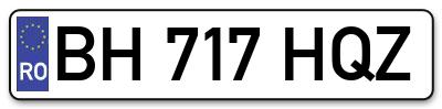 Placuta inmatriculare numar auto  BH-717-HQZ, BH 717 HQZ, BH717HQZ