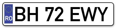 Placuta inmatriculare numar auto  BH-72-EWY, BH 72 EWY, BH72EWY