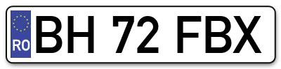 Placuta inmatriculare numar auto  BH-72-FBX, BH 72 FBX, BH72FBX