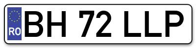 Placuta inmatriculare numar auto  BH-72-LLP, BH 72 LLP, BH72LLP