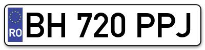 Placuta inmatriculare numar auto  BH-720-PPJ, BH 720 PPJ, BH720PPJ
