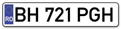Placuta inmatriculare numar auto  BH-721-PGH, BH 721 PGH, BH721PGH
