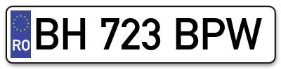 Placuta inmatriculare numar auto  BH-723-BPW, BH 723 BPW, BH723BPW